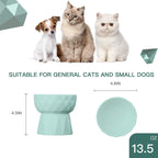 Cat Bowls,Ceramic Cat Bowls anti Vomiting,Raised Food and Water Bowl Set for Cats and Small Dogs,13.5 Oz,Green