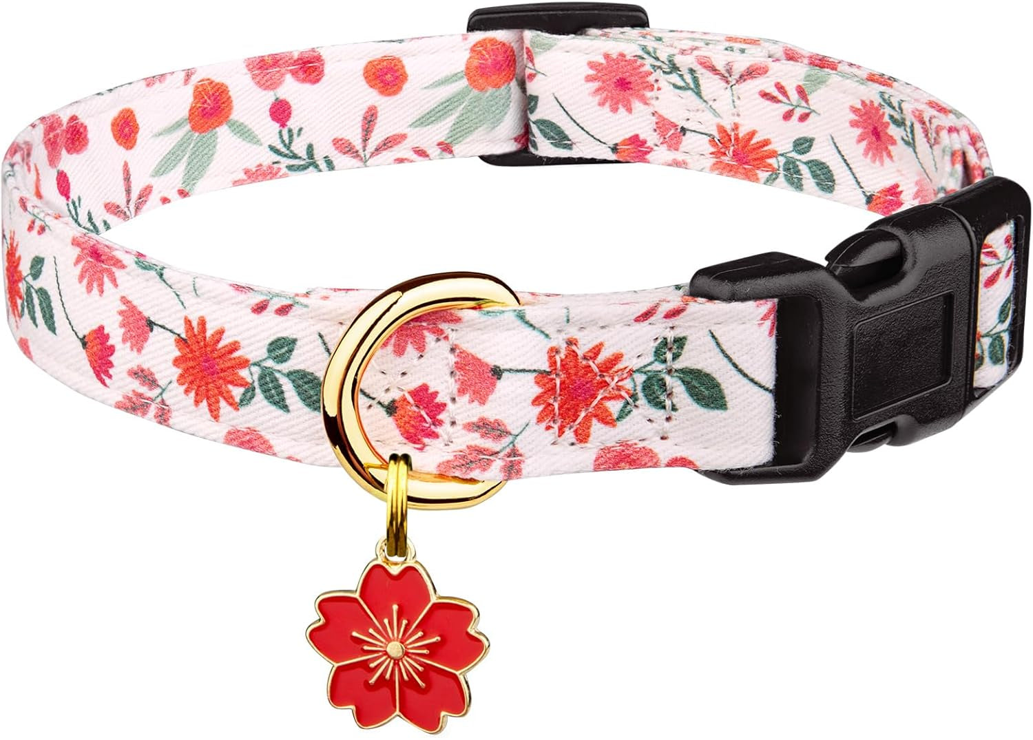 Pink Heart Cotton Dog Collar