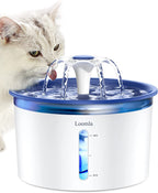 Cat Water Fountain, 85Oz/2.5L Pet Water Fountain Indoor, Automatic Dog Water Dispenser with Switchable LED Lights, 2 Replacement Filters for Cats, Dogs, Pets (White)