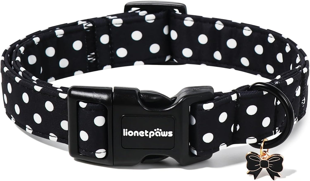 Black Polka Dot Cotton Dog Collar