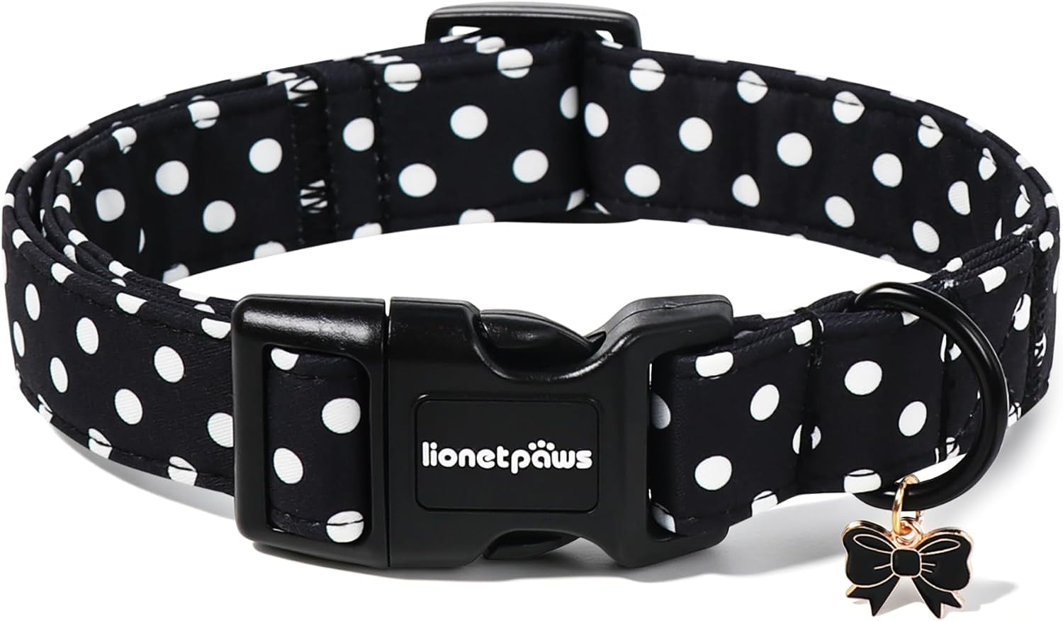 Black Polka Dot Cotton Dog Collar