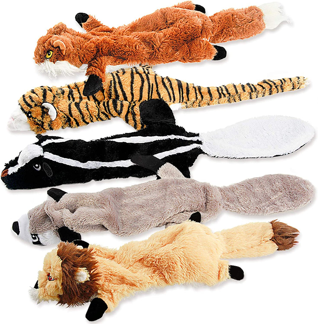 Stuffing Free Squeaky Plush Dog Toy Set