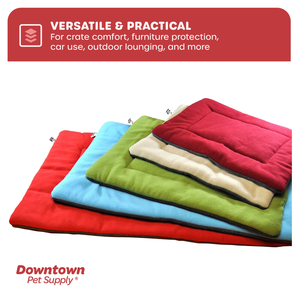 Soft Fleece Dog Crate Mat, Washable Dog Bed, Red, L