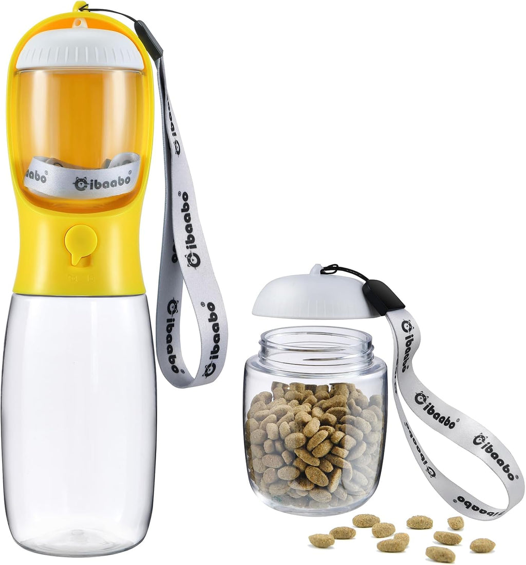 Portable Dog Water Bottle with Food Container