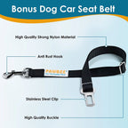 Dog Car Seat Cover, Waterproof & Nonslip Back Seat Hammock with Mesh Window & Seat Belt