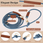 Hands Free Dog Leash for Walking Running Training, Adjustable Lead up to 9.8Ft, Dogs up to 125Lbs, Crossbody, Dual Handle, Multifunctional, Double Attachment for 2 Dogs