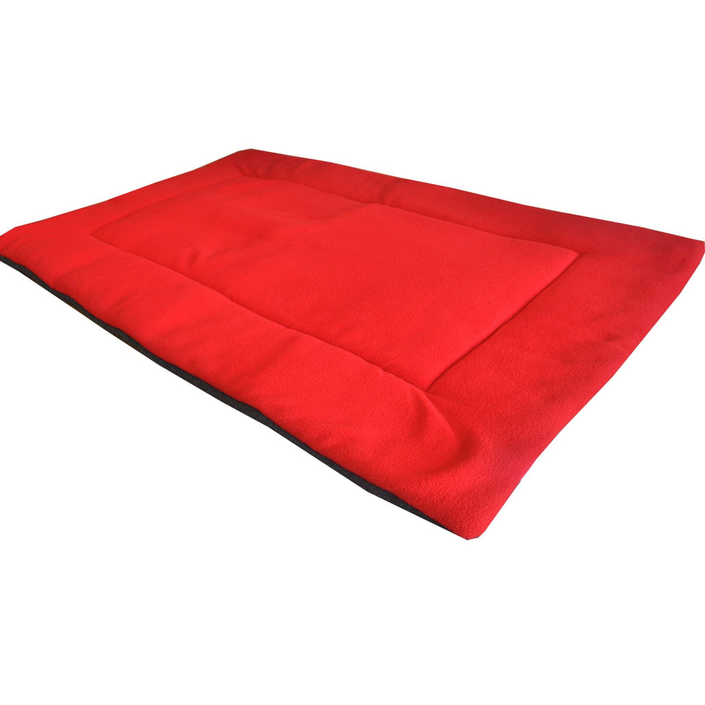 Soft Fleece Dog Crate Mat, Washable Dog Bed, Red, L