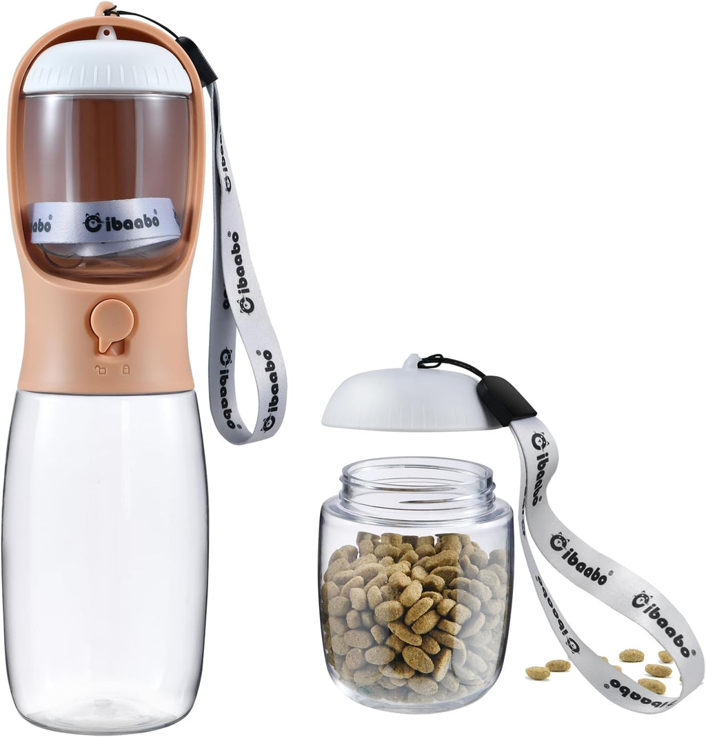 Portable Dog Water Bottle with Food Container