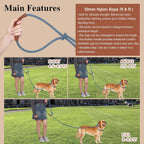 Hands Free Dog Leash for Walking Running Training, Adjustable Lead up to 9.8Ft, Dogs up to 125Lbs, Crossbody, Dual Handle, Multifunctional, Double Attachment for 2 Dogs