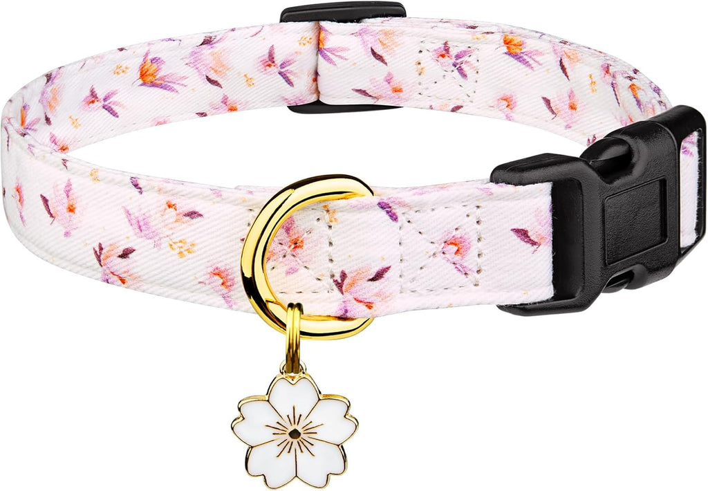 Pink Heart Cotton Dog Collar