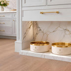 Brushed Gold Terrazzo Dog Bowl