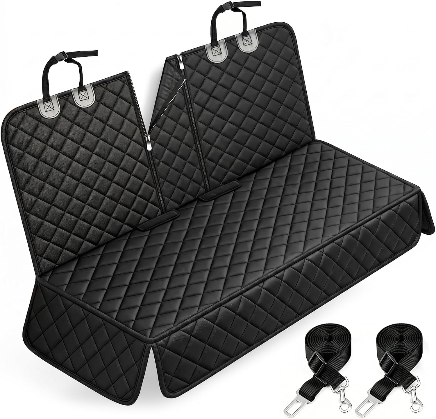 Dog Car Seat Cover, Back Seat Cover for Dogs Pet Car Seat Protector | Waterproof Rear Seat Cover Durable Car Seat Cover, Fits Middle Armrest for Most Cars Suvs Trucks (53” Width)- Black