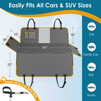 Dog Car Seat Cover, Waterproof & Nonslip Back Seat Hammock with Mesh Window & Seat Belt